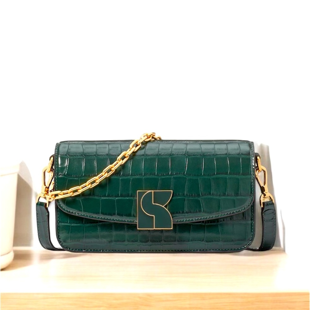 NWT Kate Spade Dakota Croc Embossed Leather Medium Convertible Shoulder Bag